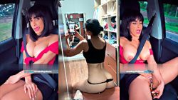 Anabella Galeano se pajea dentro del vehiculo